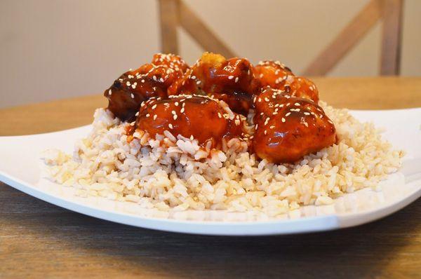 Vegan Sweet n Sour Chicken w/brown rice