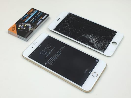 Making Phones Look New Again is what we do Every Day.  IPHONE 6 W/ New Screen Vs Old Cracked Screen