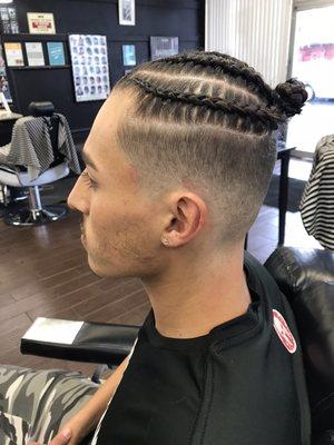 Mylez the barber at Premium Cutz - another fresh cut under cornrows