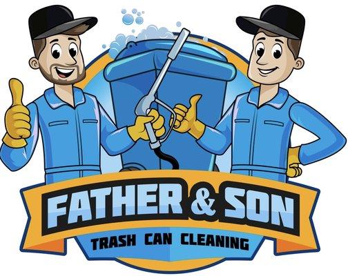 Father and Son Trash Can Cleaning