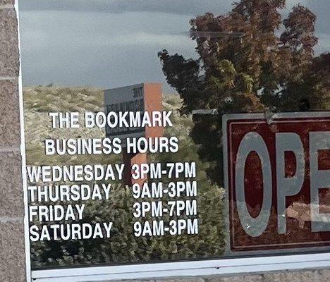 The Bookmark business hours.