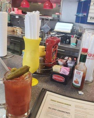 Bloody Mary with a view of the cooks