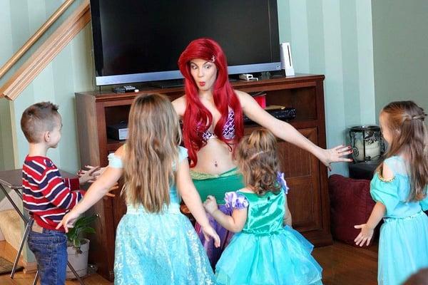 Ariel playing "freeze swim" with the kids - they loved it!