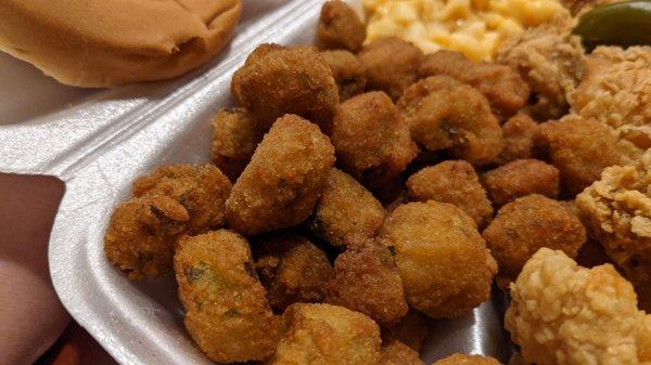 Close up on fried okra