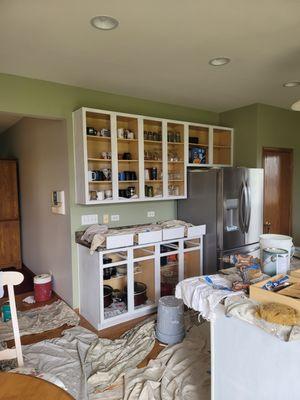 Cabinets being worked on