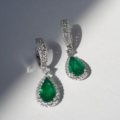 Emerald Pear Earrings