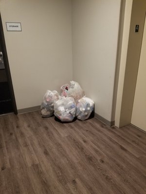 Trash left out all night by the elevator. The smell was so horrible.