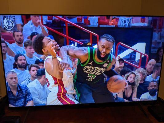 The Boston Celtics' Jaylen Brown during Game 5 of the 2022 NBA Eastern Conference Finals against the Miami Heat.