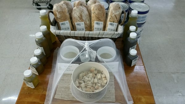 Olive Oil Sample Display with fresh Olive Bread