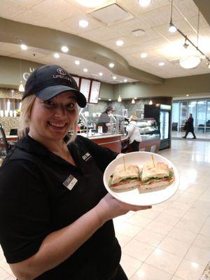 Anna, preparing and serving me the Turkey Avacado Sandwich today. She is outstanding.