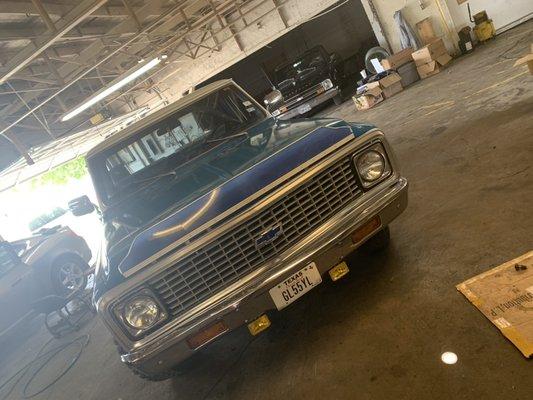 Working on this beautiful 72 Chevy