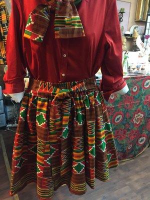 African print and Kente fabric skirts