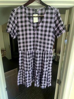 H & M purple check dress to wear with leggings   H&M Tanger outlets Hilton head Island South Carolina/Bluffton SC