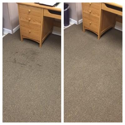 We love cleaning commercial carpet! Before and after in an office setting