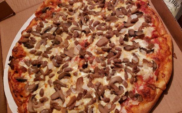 Beef, onion and mushroom.