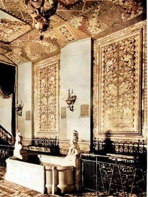 Kenosha's original GATEWAY Theatre (now RHODE Theatre) Grand Lobby with wall/ceiling detail and fountain.