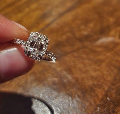 Lab created diamond engagement ring