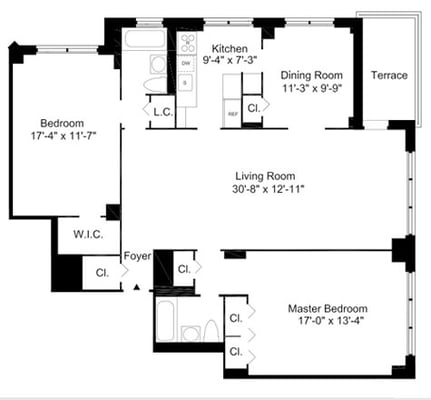 The Pavilion - Luxury Apartment Rentals in NYC - 2BR Floorplan