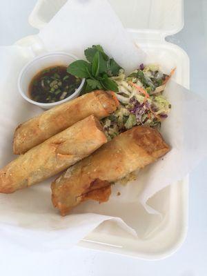 Spring rolls Citrus-soy dipping sauce.