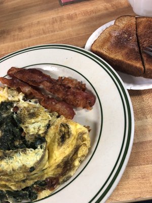 Spinach mushroom Swiss omelette