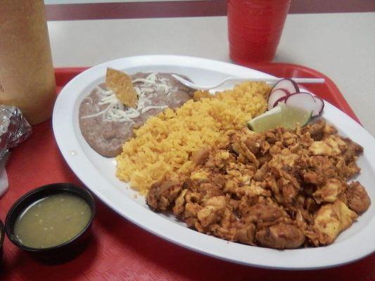 Rice, beans and chicken