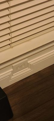 New baseboards and perfect outlet cutout. (I didn't know they were going to do this. Totally wowed me.)