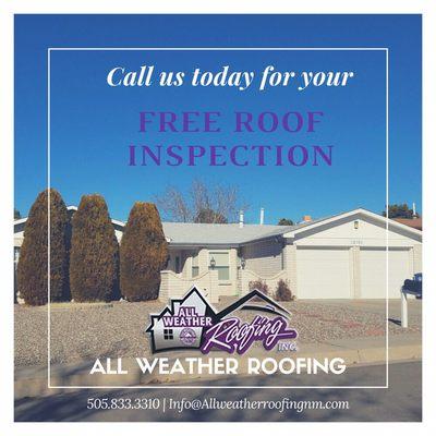 Call us today for your free roof Inspection!