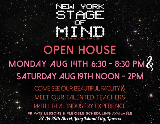 Come visit us at our open houses to meet our amazing teachers and see our beautiful facility!