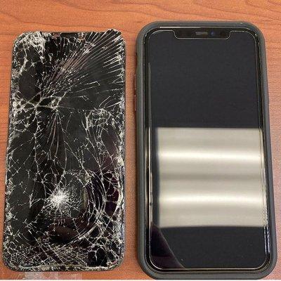 Before and After of an iPhone screen repair job we did in our shop located in Ontario, CA.