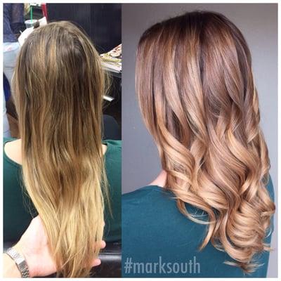 Before and after!  Warm Ombré with a slow melt!