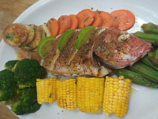 Red whole snapper & Vegetables