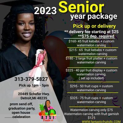 This package is great for prom send offs, graduation and open house events, Celebrate your senior with this 2023 package.