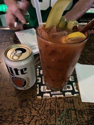 Sunday spicy Bloody Mary w/ horseradish