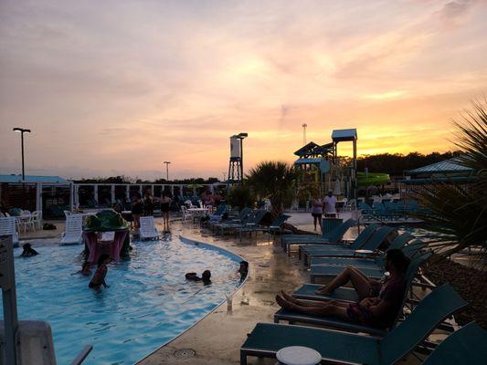 Family pool side