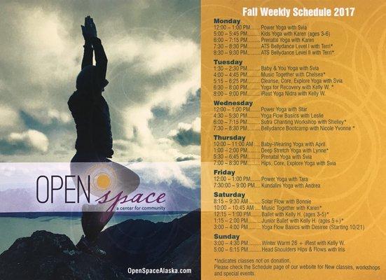 Fall drop-in yoga schedule!