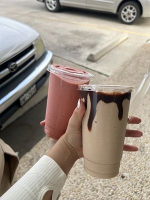 Chocolate peanut butter banana and chocolate peanut butter strawberry