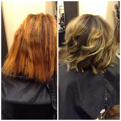 Before & After color correction ombré