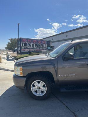 Newly installed tires.