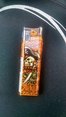 Free lighter with my purchase...and it's a Pirate themed lighter to boot. Argh...Me Hearties...