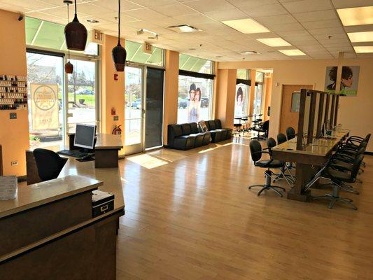 Reception area and student salon.