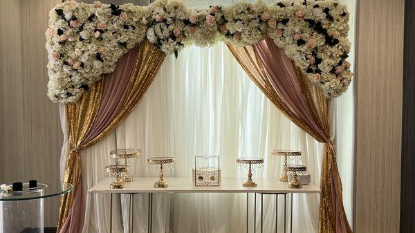 Modern Dessert table set up for a Engagement Party