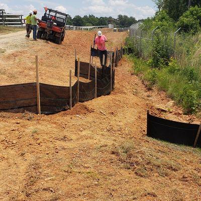 Installing silt fence