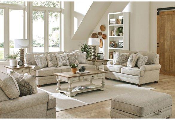 Cream Sofa & Loveseat-Pillows included