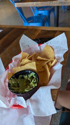 Chips and guacamole (half eaten)