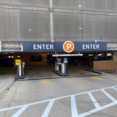 Parking garage entrance