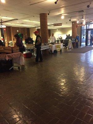 Farmer's Market winter indoor quarters in the library.