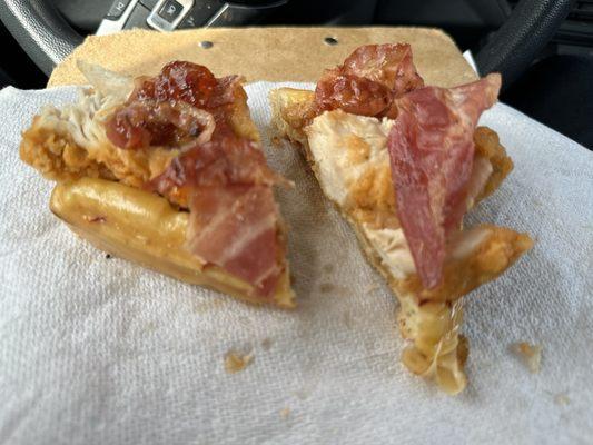 Chicken & Waffle with Bacon and AMERICAN Cheese.