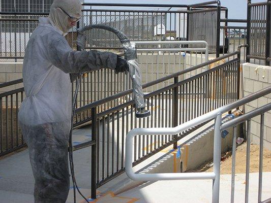 Electrostatic Painting of Outdoor metal railing in Suffolk County NY