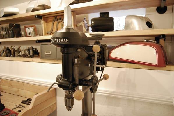 A beautifully restored Craftsman Drill Press at the shop