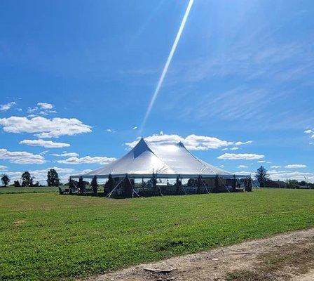 Beautiful tent, location, and ray of light during my mom's memorial service.